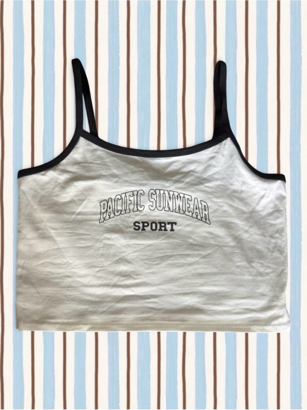 PacSun White Cropped Sport Cami with Black Trim